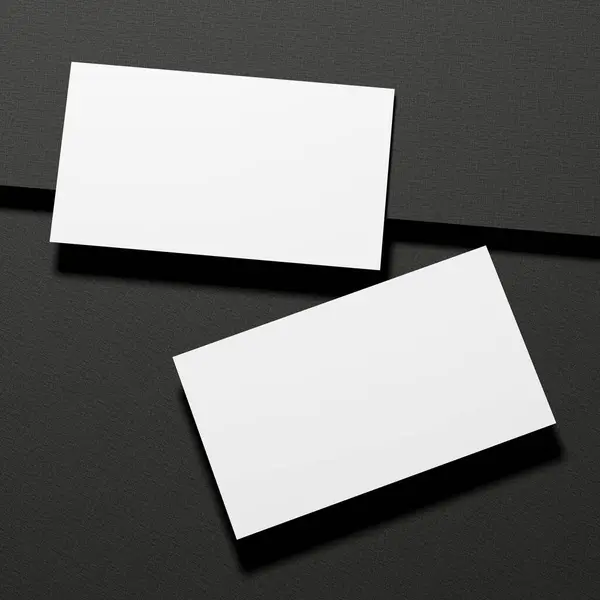 Business card on black background. 3d rendering.