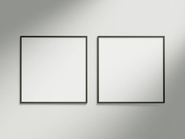 Beyaz duvar kağıdına güneş ışığıyla asgari resim çerçevesi modellemesi