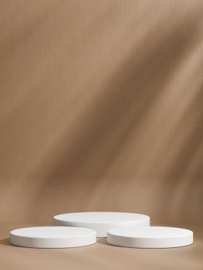 3d podyum ürün görüntüleme arka planına sahip minimalist kahverengi arkaplan