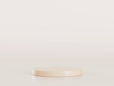 Geometrik podyum platformlu 3D ürün kahverengi minimal sahne. Podyumlu silindir arkaplan 3d. Kozmetik ürünleri anlamına geliyor. 3D Kahverengi Stüdyoda Sahne Gösterimi