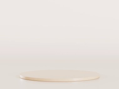 Geometrik podyum platformlu 3D ürün kahverengi minimal sahne. Podyumlu silindir arkaplan 3d. Kozmetik ürünleri anlamına geliyor. 3D Kahverengi Stüdyoda Sahne Gösterimi