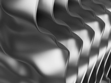 Parlak dalgalı metal şekilli arka plan. 3B Hazırlama