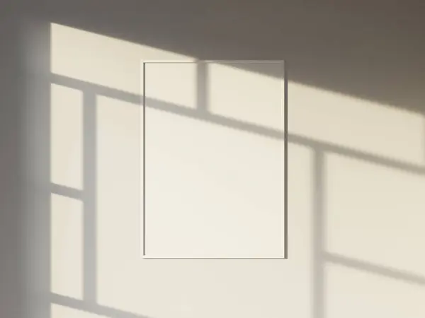 Mockup poster frame in modern interior background with window shadow