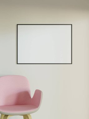 Duvardaki çerçeve modeli. Poster modeli. Temiz, modern, minimal çerçeve. İçerideki boş çerçeve, metin veya ürünü göster