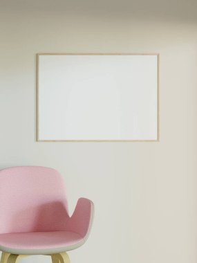 Duvardaki çerçeve modeli. Poster modeli. Temiz, modern, minimal çerçeve. İçerideki boş çerçeve, metin veya ürünü göster