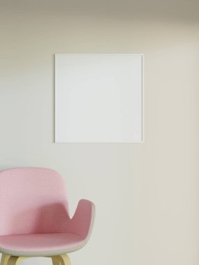 Duvardaki çerçeve modeli. Poster modeli. Temiz, modern, minimal çerçeve. İçerideki boş çerçeve, metin veya ürünü göster