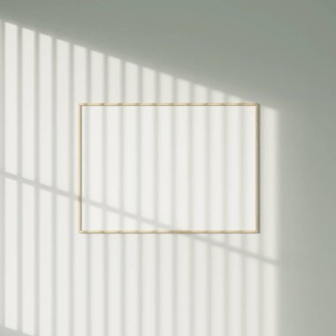 Duvarda asılı olan doğal gölgeli poster modeli.