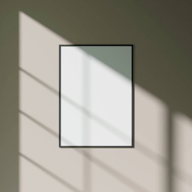 Duvarda asılı olan doğal gölgeli poster modeli.