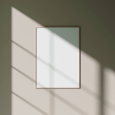 Duvarda asılı olan doğal gölgeli poster modeli.