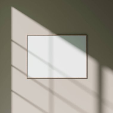 Duvarda asılı olan doğal gölgeli poster modeli.