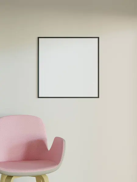 Frame mockup on the wall. Poster mockup. Clean, modern, minimal frame. Empty frame Indoor interior, show text or product