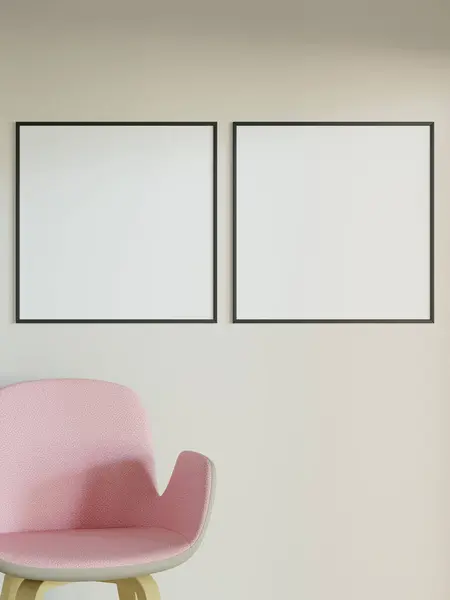 Frame mockup on the wall. Poster mockup. Clean, modern, minimal frame. Empty frame Indoor interior, show text or product