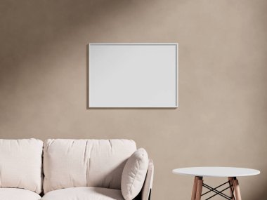 Boş çerçeve tuvali duvarda asılı.