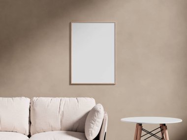 Boş çerçeve tuvali duvarda asılı.