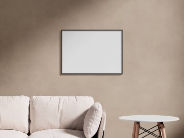 Boş çerçeve tuvali duvarda asılı.