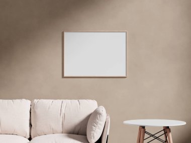 Boş çerçeve tuvali duvarda asılı.