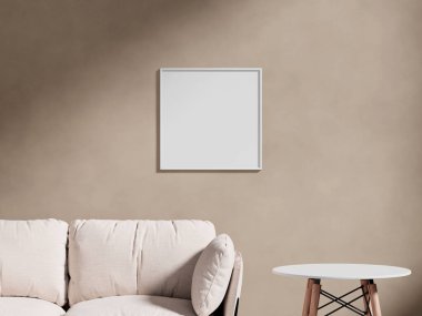 Boş çerçeve tuvali duvarda asılı.