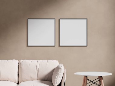 Boş çerçeve tuvali duvarda asılı.