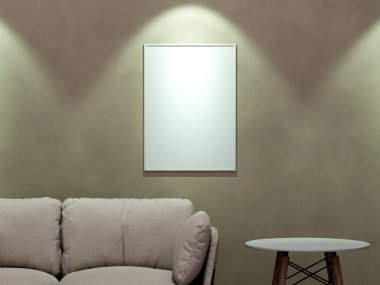 Boş çerçeve tuvali duvarda asılı.