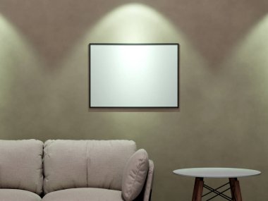 Boş çerçeve tuvali duvarda asılı.