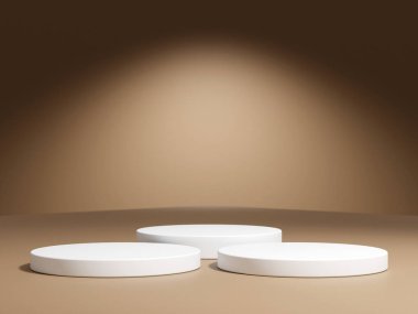 Gradyan arkaplanda geometrik podyum platformu olan 3D ürün minimal görüntüsü. Podyumlu silindir arkaplan 3d. Kozmetik ürünleri anlamına gelir.