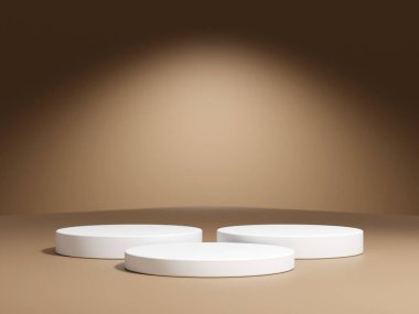 Gradyan arkaplanda geometrik podyum platformu olan 3D ürün minimal görüntüsü. Podyumlu silindir arkaplan 3d. Kozmetik ürünleri anlamına gelir.