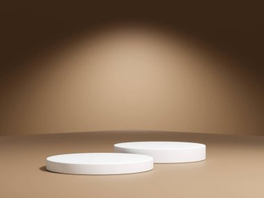 Gradyan arkaplanda geometrik podyum platformu olan 3D ürün minimal görüntüsü. Podyumlu silindir arkaplan 3d. Kozmetik ürünleri anlamına gelir.