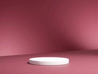 Gradyan arkaplanda geometrik podyum platformu olan 3D ürün minimal görüntüsü. Podyumlu silindir arkaplan 3d. Kozmetik ürünleri anlamına gelir.