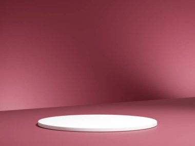 Gradyan arkaplanda geometrik podyum platformu olan 3D ürün minimal görüntüsü. Podyumlu silindir arkaplan 3d. Kozmetik ürünleri anlamına gelir.
