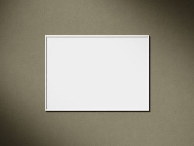 Kahverengi duvarda boş resim çerçevesi modeli. Kahverengi oturma odası tasarımı. Sanat eserleri ile iç görünüş Duvarda maket.