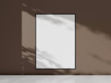 Çerçeve duvarda asılı duruyor. Gölge duvardaki çerçeve posteri.