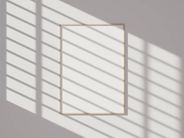 Beyaz duvarda asgari resim çerçeve modeli