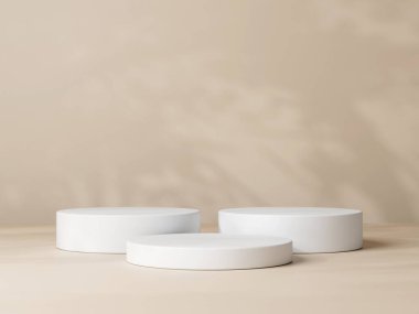 Silindir kaidesel podyum görüntüsü, boş oda arkaplanı. Ürünlerin sunumu için soyut modern hazırlama 3d şekli.