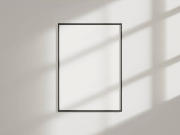 Minimal picture poster frame mockup on white wall