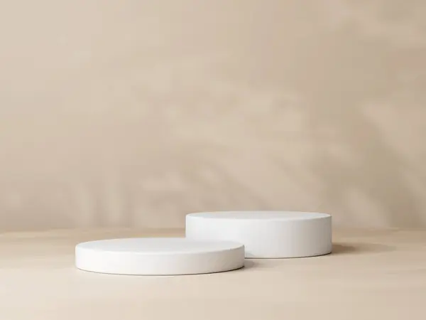 Silindir kaidesel podyum görüntüsü, boş oda arkaplanı. Ürünlerin sunumu için soyut modern hazırlama 3d şekli.