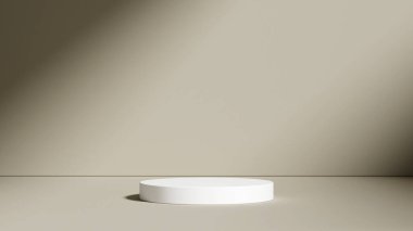 Ürün sunumu için minimum soyut geometrik podyum kahverengi arkaplan. 3d resimleme.