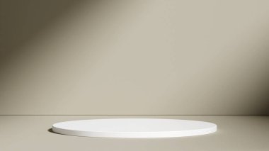 Ürün sunumu için minimum soyut geometrik podyum kahverengi arkaplan. 3d resimleme.
