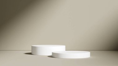 Ürün sunumu için minimum soyut geometrik podyum kahverengi arkaplan. 3d resimleme.