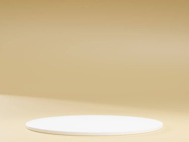 Geometrik podyum platformlu 3D ürün minimal görüntüsü. Podyumlu silindir arkaplan 3d. Kozmetik ürünleri anlamına geliyor. 3D stüdyosundaki sahne gösterisi.