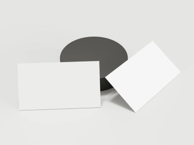 Beyaz desenli kağıt arkaplanda kurumsal kırtasiye seti.