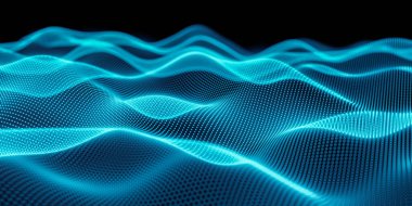 Dijital nokta dalgaları ile soyut mavi teknoloji arkaplanı