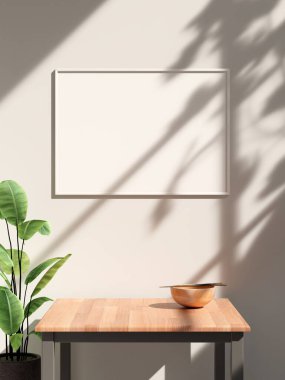 Yumuşak pencere gölgesiyle duvarda asılı çerçeve modeli