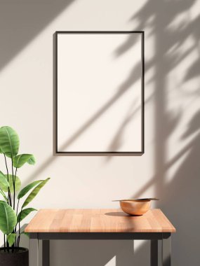 Yumuşak pencere gölgesiyle duvarda asılı çerçeve modeli