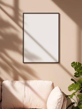 Yumuşak pencere gölgesiyle duvarda asılı çerçeve modeli
