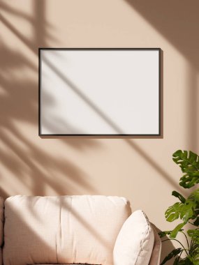 Yumuşak pencere gölgesiyle duvarda asılı çerçeve modeli