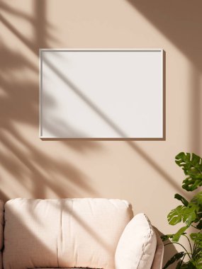 Yumuşak pencere gölgesiyle duvarda asılı çerçeve modeli