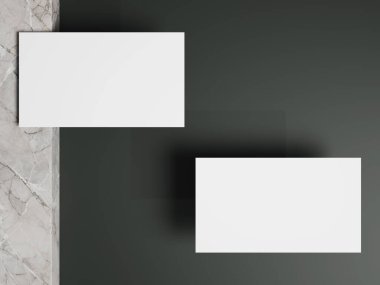 Kartvizit beyaz mermer zemin üzerinde maket.