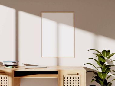 Modern iç mekanlarda resim çizimleri ve modeller için boş çerçeveli tuval