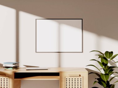 Modern iç mekanlarda resim çizimleri ve modeller için boş çerçeveli tuval