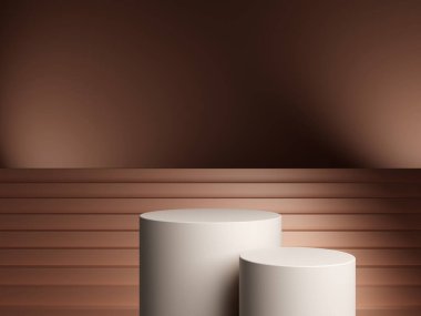 3d ürün arkaplanındaki lüks podyum sunumu soyut kahverengi zarif kaide gösterisi veya boş stand ve premium sahne stüdyo kozmetik şablonu ile.